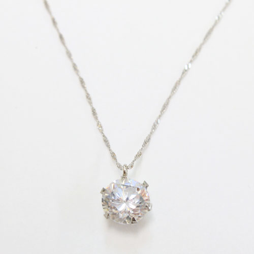 プラチナ ネックレス キュービックジルコニア 2ct ペンダント 純プラチナ枠　0024-PG06