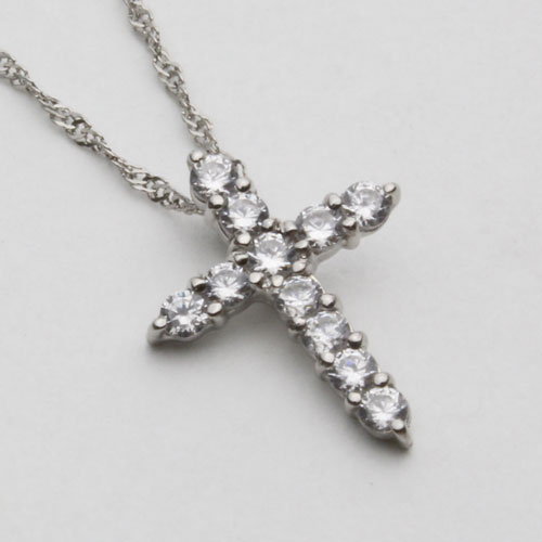 プラチナ キュービックジルコニア クロス ペンダント 0.35ct 　0807-PP09